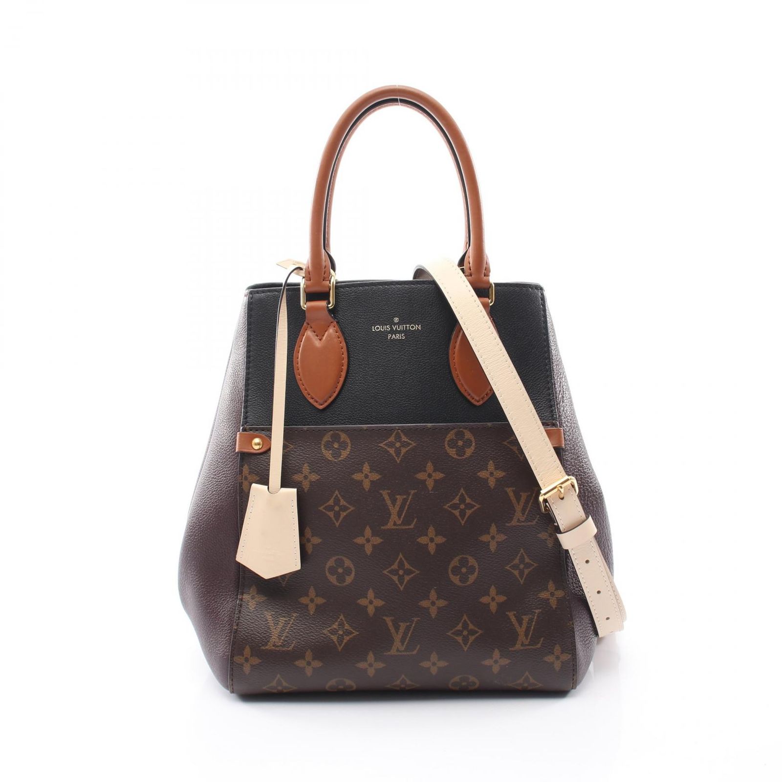 ルイ・ヴィトン LOUIS VUITTON ハンドバッグ フォールド トートMM 2WAY M45409 ノワール/ワイン/クレーム PVCコーティングキャンバス レザー フォールド・トートMM レディース