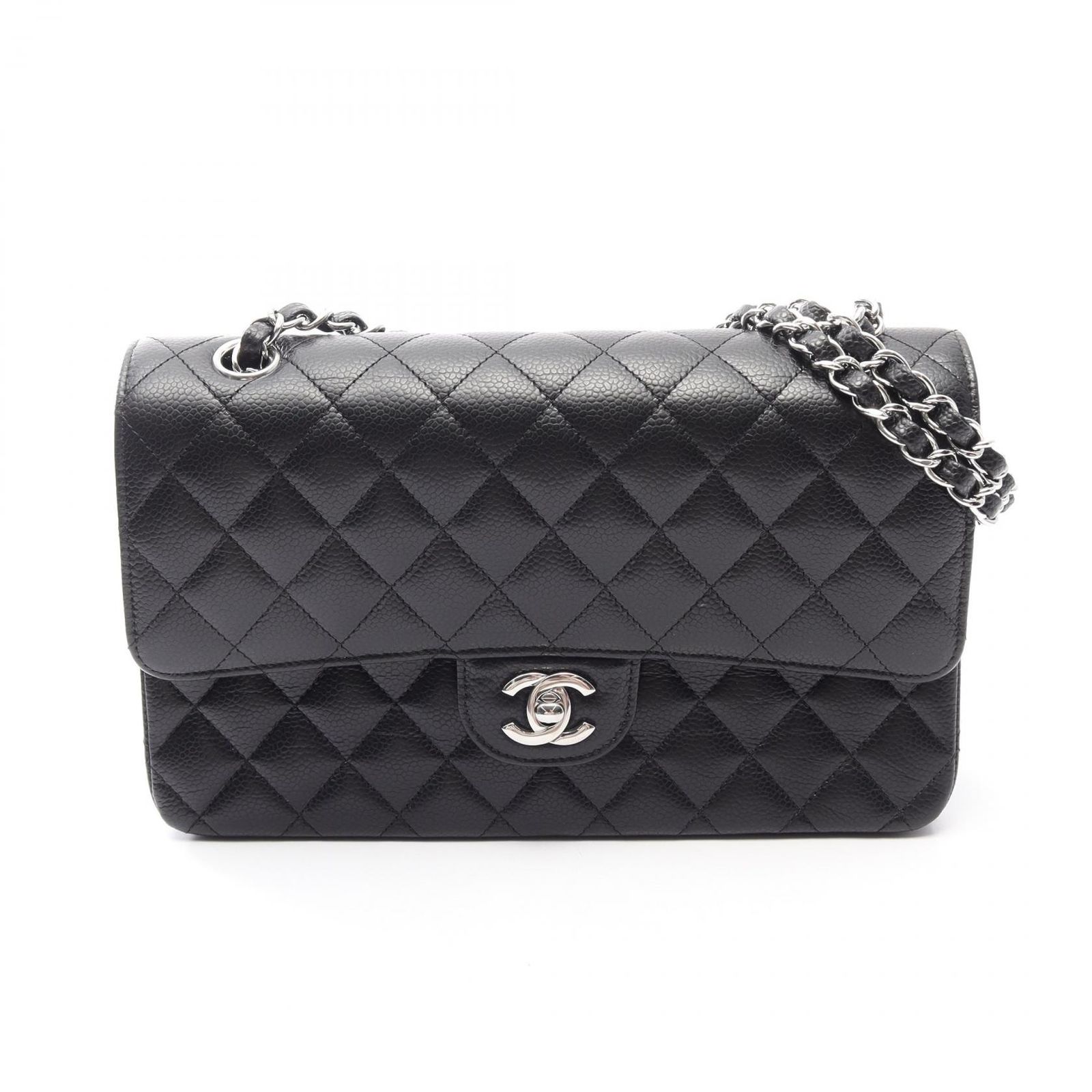 シャネル CHANEL ショルダーバッグ マトラッセ Wフラップ A01112 ブラック キャビアスキン(グレインドカーフ) マトラッセ ダブルフラップ チェーンショルダー