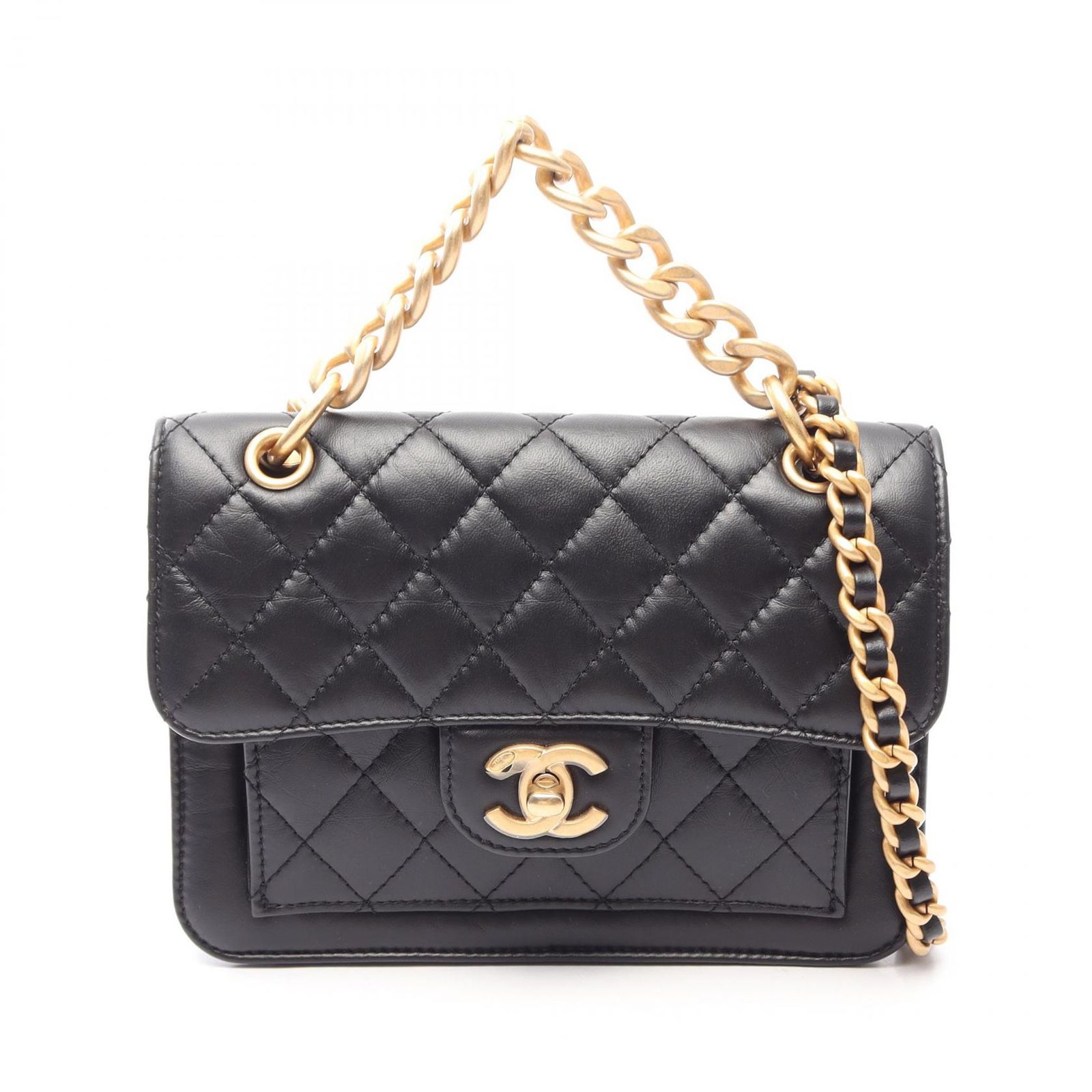 シャネル CHANEL ショルダーバッグ マトラッセ スモールフラップ 2WAY AS4051 ブラック ラムスキン（羊革） マトラッセ スモールフラップ チェーンショルダー レディース