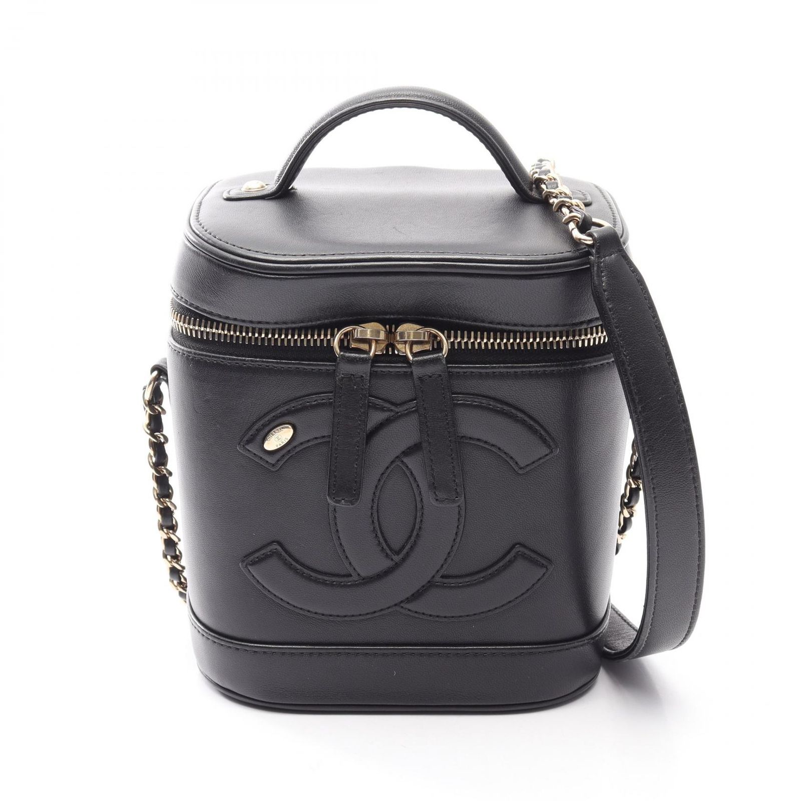 シャネル CHANEL ハンドバッグ ココマーク 2WAY ブラック ラムスキン（羊革） ココマーク バニティ 2wayチェーンショルダー レディース Used A