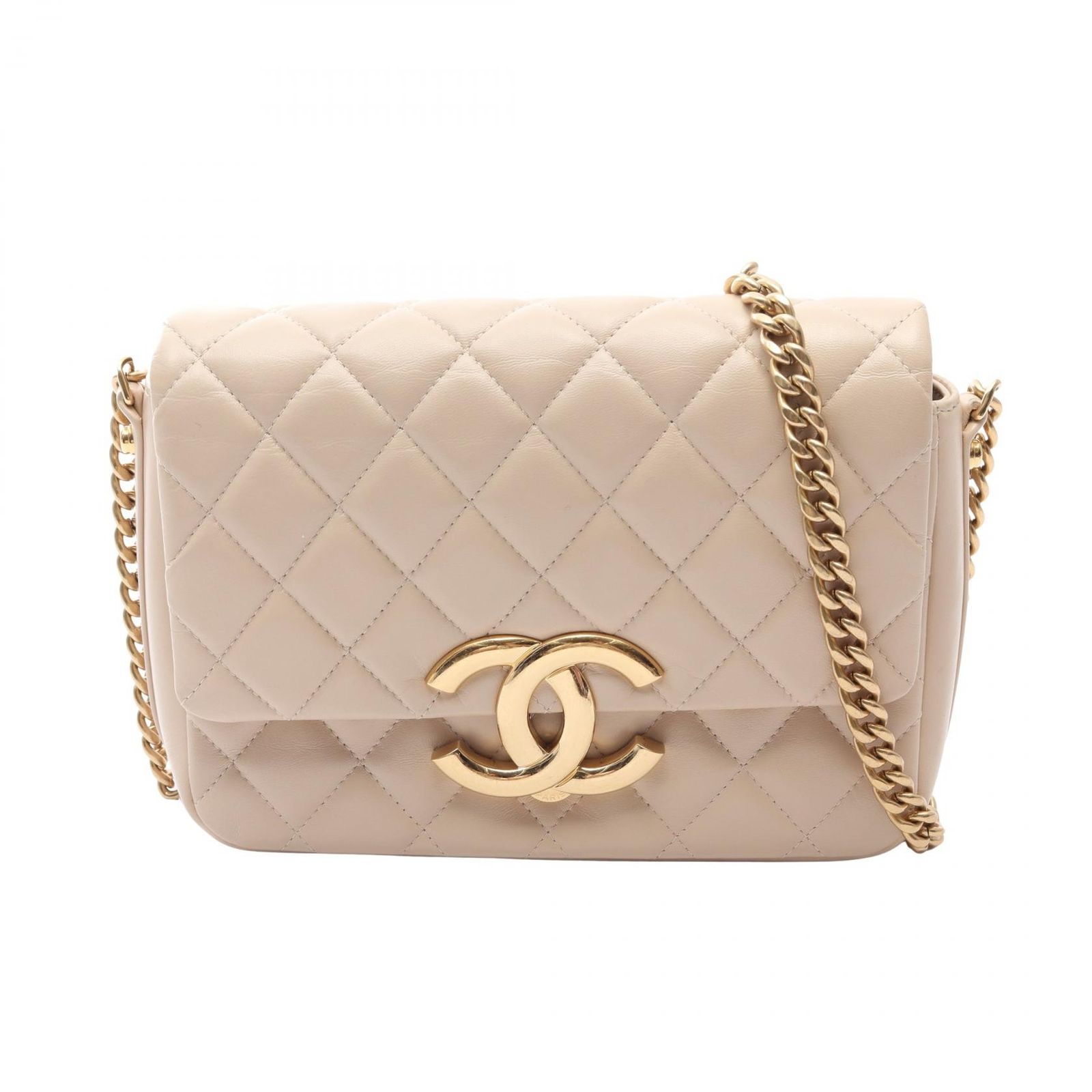 シャネル CHANEL ショルダーバッグ マトラッセ AS3855 ベージュ レザー マトラッセ ココマーク チェーンショルダー レディース Used A