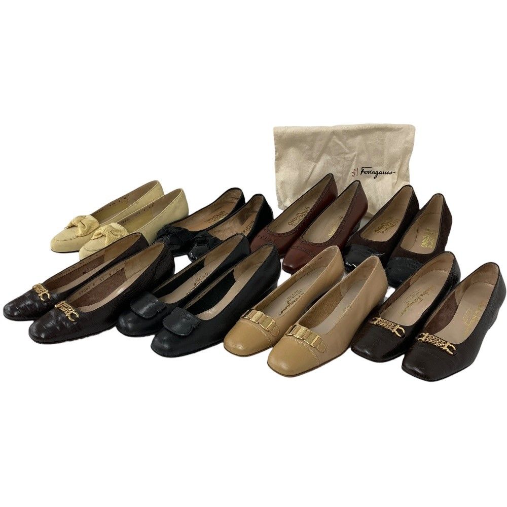 Salvatore Ferragamo/サルヴァトーレフェラガモ/パンプス/まとめ8足/サイズ5～8 1/2/ガンチーニ/ヴァラ/ブラック/ブラウン/劣化/ジャンク/外観美品/RS1904