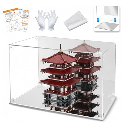フィギュアケース アクリルケース 台座ミラー 背面ミラー 高強度接続構造 より頑丈 大型 コレクションケース 組み立て簡単 防汚れ 手袋 クリーニング クロス付き 幅35×奥行25×高さ25cmAR 25bd32e9