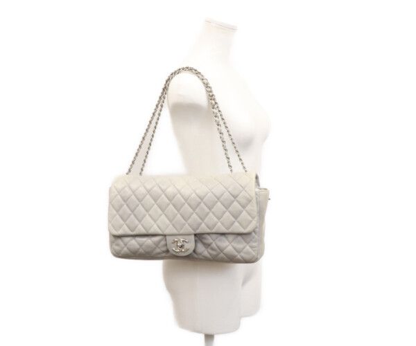 CHANEL シャネル グレー カーフ レイン デカマトラッセ35 シングル