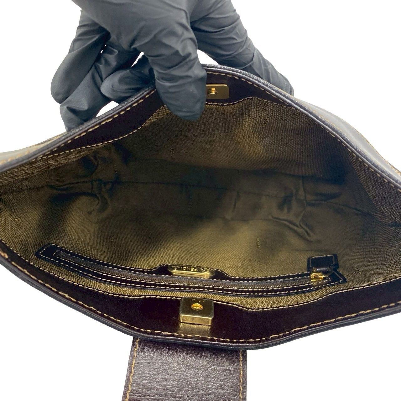 極 美品 FENDI フェンディ ヴィンテージ FF ロゴ 金具 ズッカ 柄