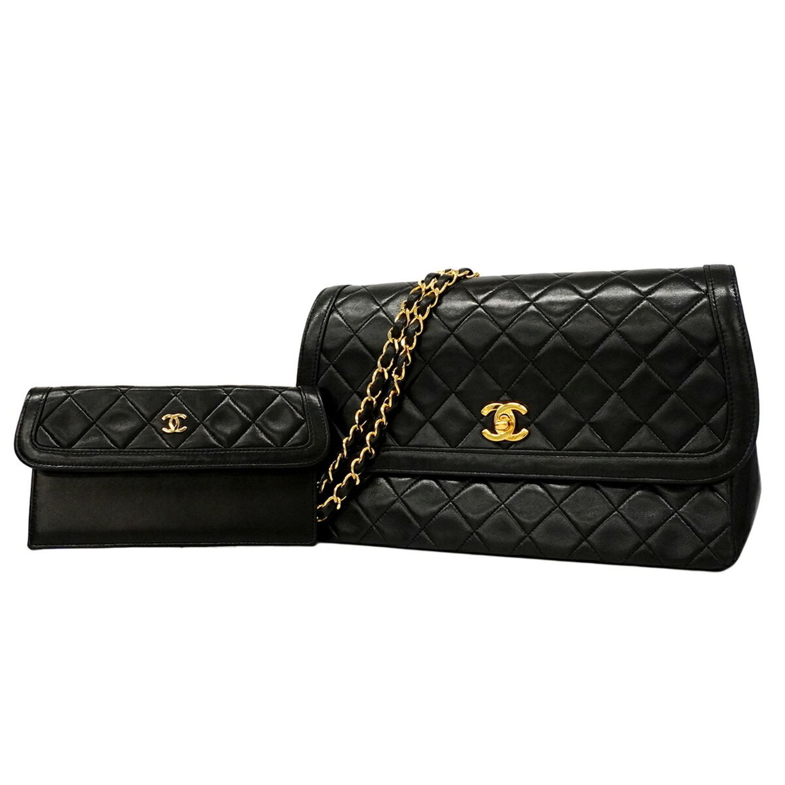 シャネル(Chanel) シャネル ショルダーバッグ マトラッセ チェーンショルダー ラムスキン ブラック レディース