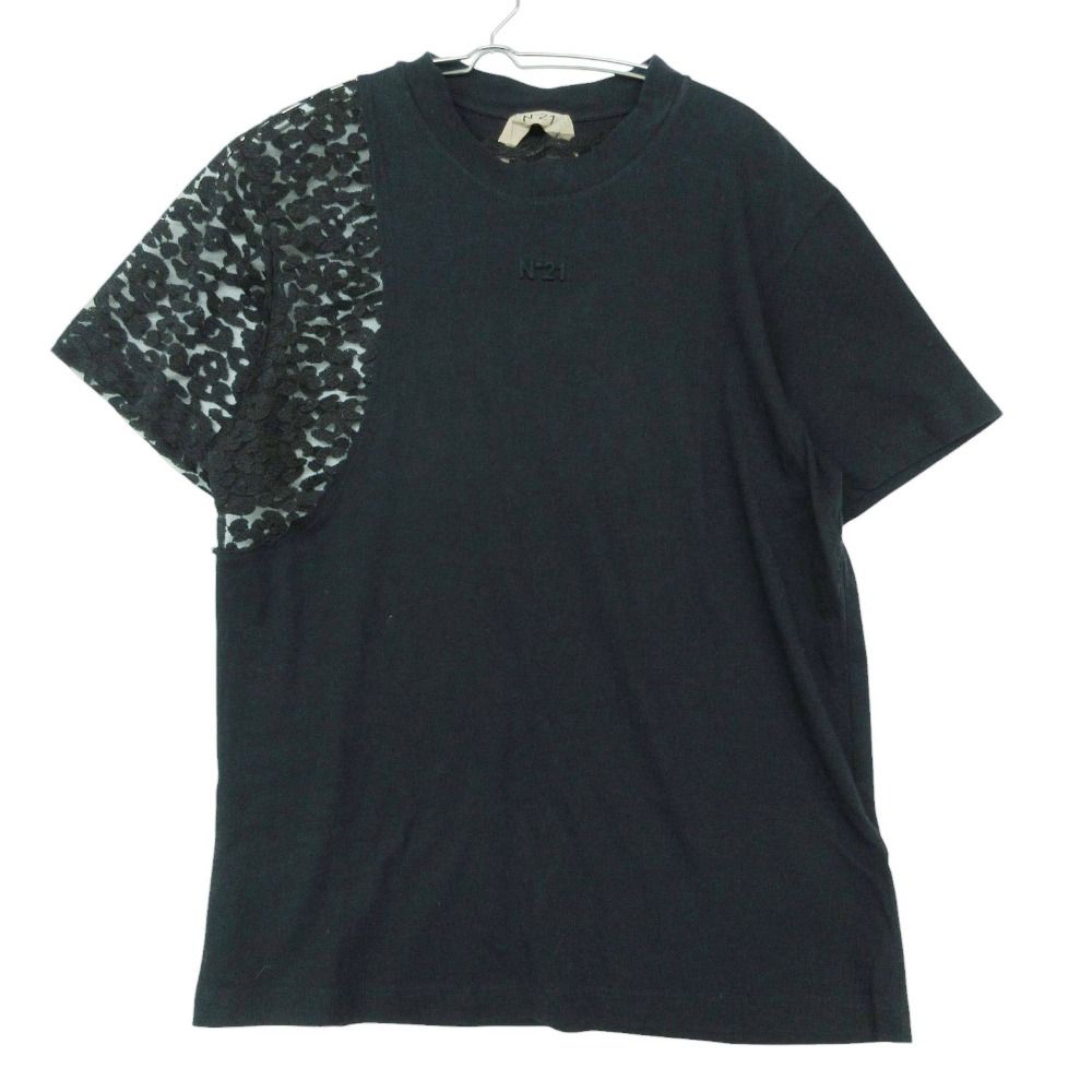 N°21 ヌメロ ヴェントゥーノ 半袖Tシャツ レース切替 シースルー ロゴ