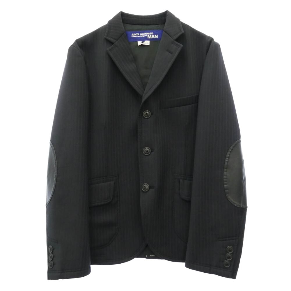 JUNYA WATANABE COMME des GARCONS MAN ジュンヤワタナベコムデギャルソンマン 16AW WR-J002 エステル ウール ストライプ ボンディング エルボーパッチ 3B テーラードジャケット ブラック系 S【中古】