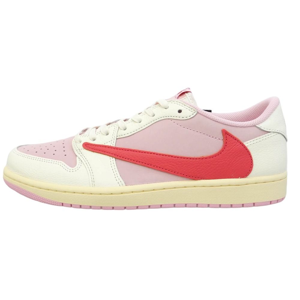 NIKE IQ7604-101 【フェイクバスターズ鑑定済】×Travis Scott ×Air Jordan 1 Retro Low OG Sail Tropical Pink ピンク系【新古品】【未使用】【中古】