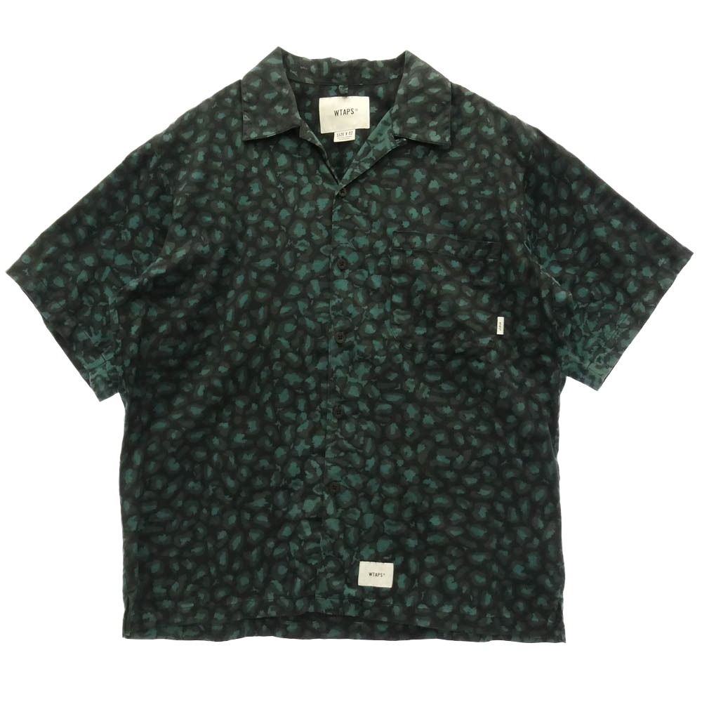 WTAPS ダブルタップス 21SS 211TQDT-SHM05 NIGHT VISION / SS レオパード 総柄 半袖 シャツ ブラック系 グリーン系 X 02【中古】