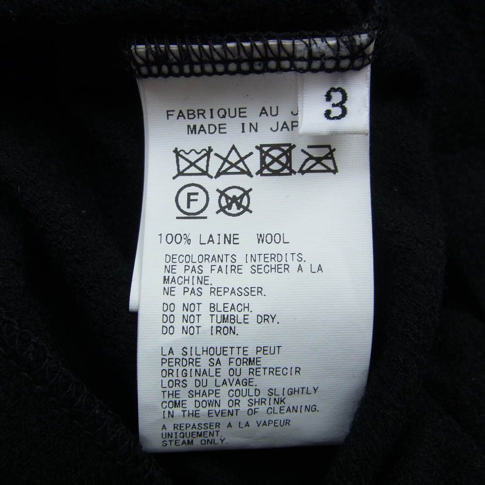 Yohji Yamamoto POUR HOMME ヨウジヤマモトプールオム 25AW HE-T04-170 スーパー 120 ウール エアー 天竺 丸首 長袖 カットソー ブラック系 3【中古】 Yohji Yamamoto POUR HOMME ヨウジヤマモトプールオム 25AW HE-T04-170
