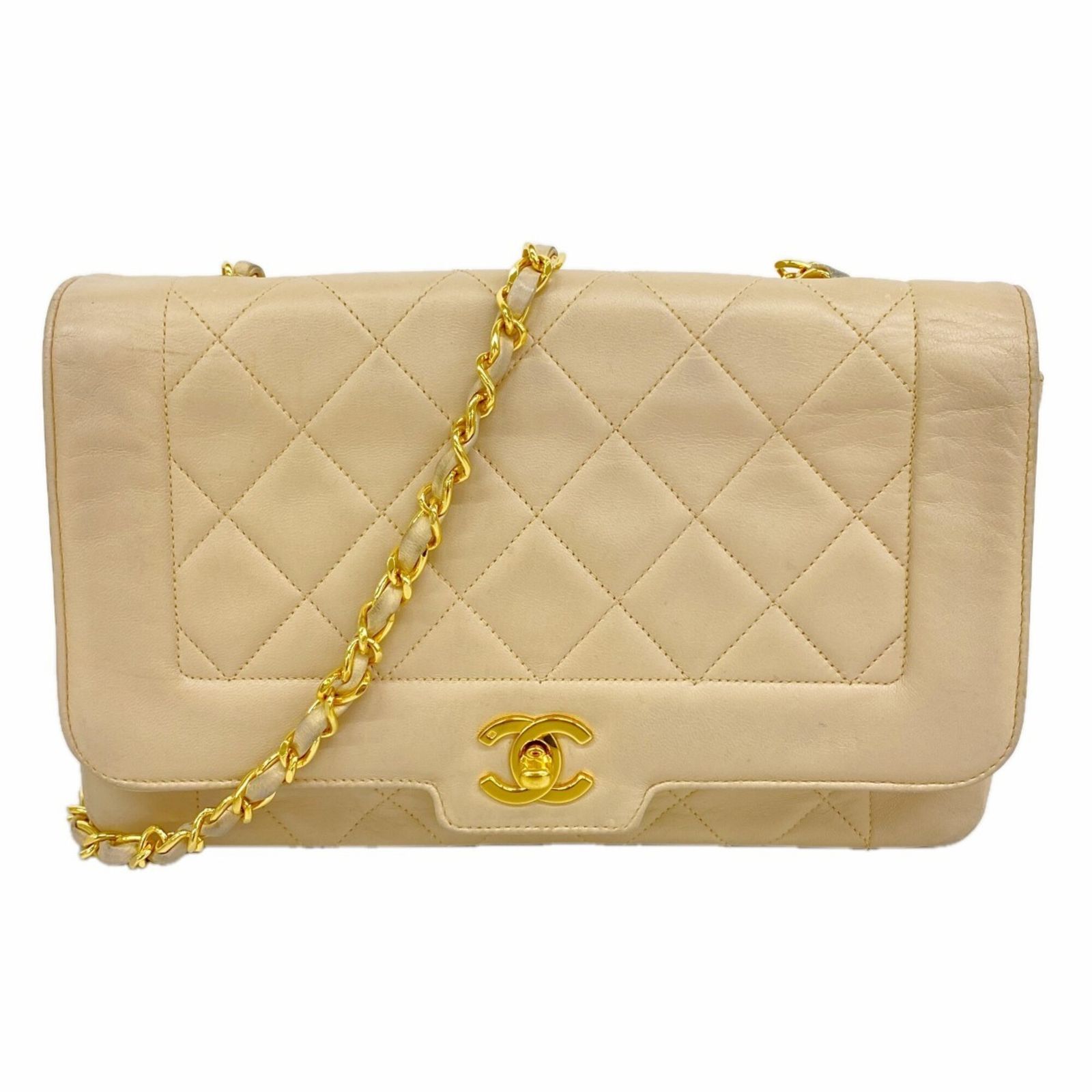シャネル(Chanel) シャネル ショルダーバッグ マトラッセ チェーンショルダー ラムスキン ベージュ レディース