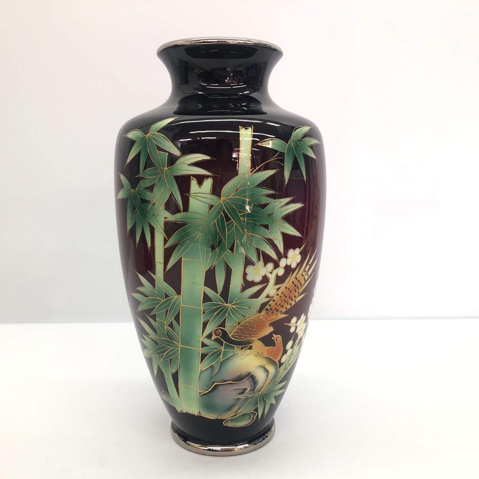 ヴィンテージフラワーベース 真鍮 七宝焼 花瓶 インテリア 未使用】保管品 冨士七宝陶苑 富士七宝陶器 七宝焼 花瓶 花器 花生 花