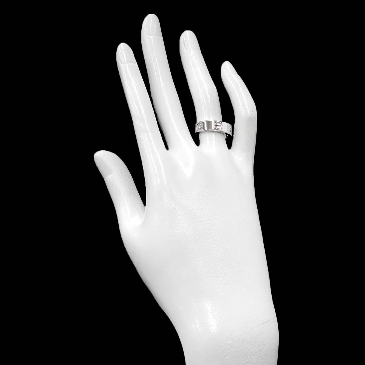カルティエ Cartier ラブ #51 リング ハーフ ダイヤ 3P K18 WG