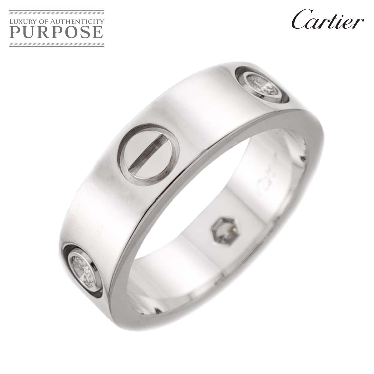 カルティエ Cartier ラブ #51 リング ハーフ ダイヤ 3P K18 WG