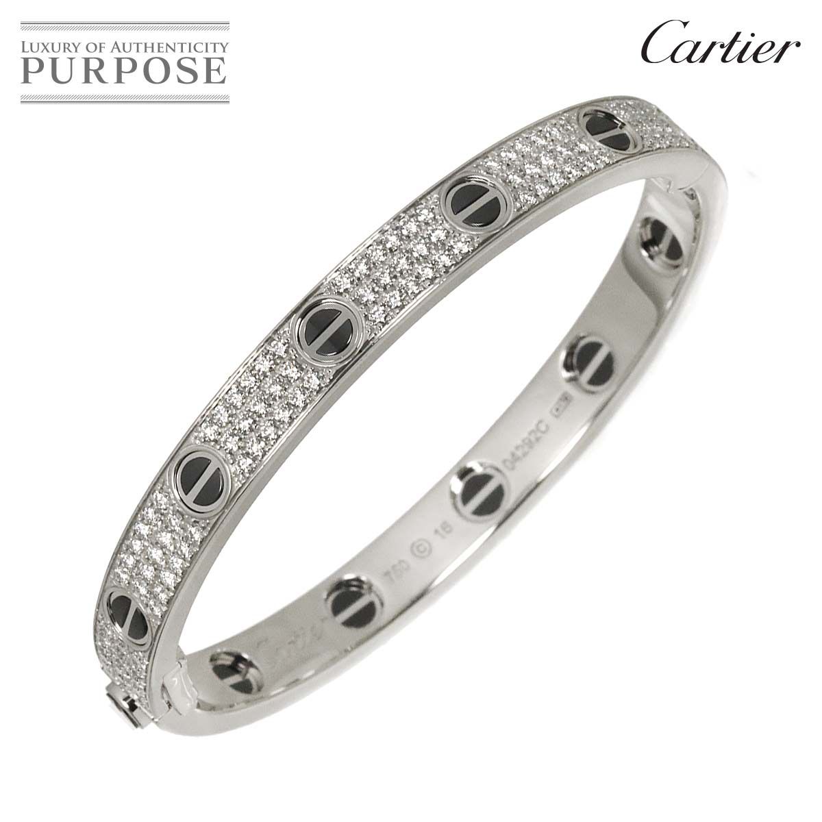 カルティエ Cartier ラブ ブレス フル パヴェ ダイヤ セラミック #16 K18 WG 750 ブレスレット Love Bracelet 90329007