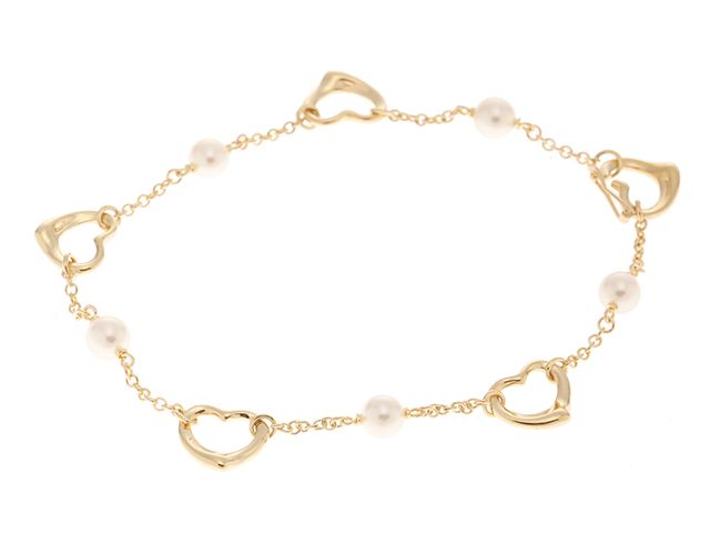 TIFFANY&Co. ティファニー 5オープンハート ブレスレット パール K18イエローゴールド 6.6g【中古】【473】