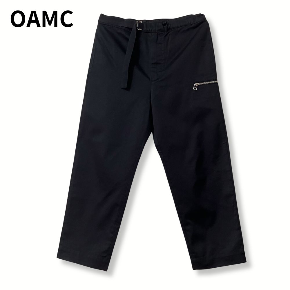 OAMC ベルト付き クロップドパンツ ジップポケット ブラック XS S M
