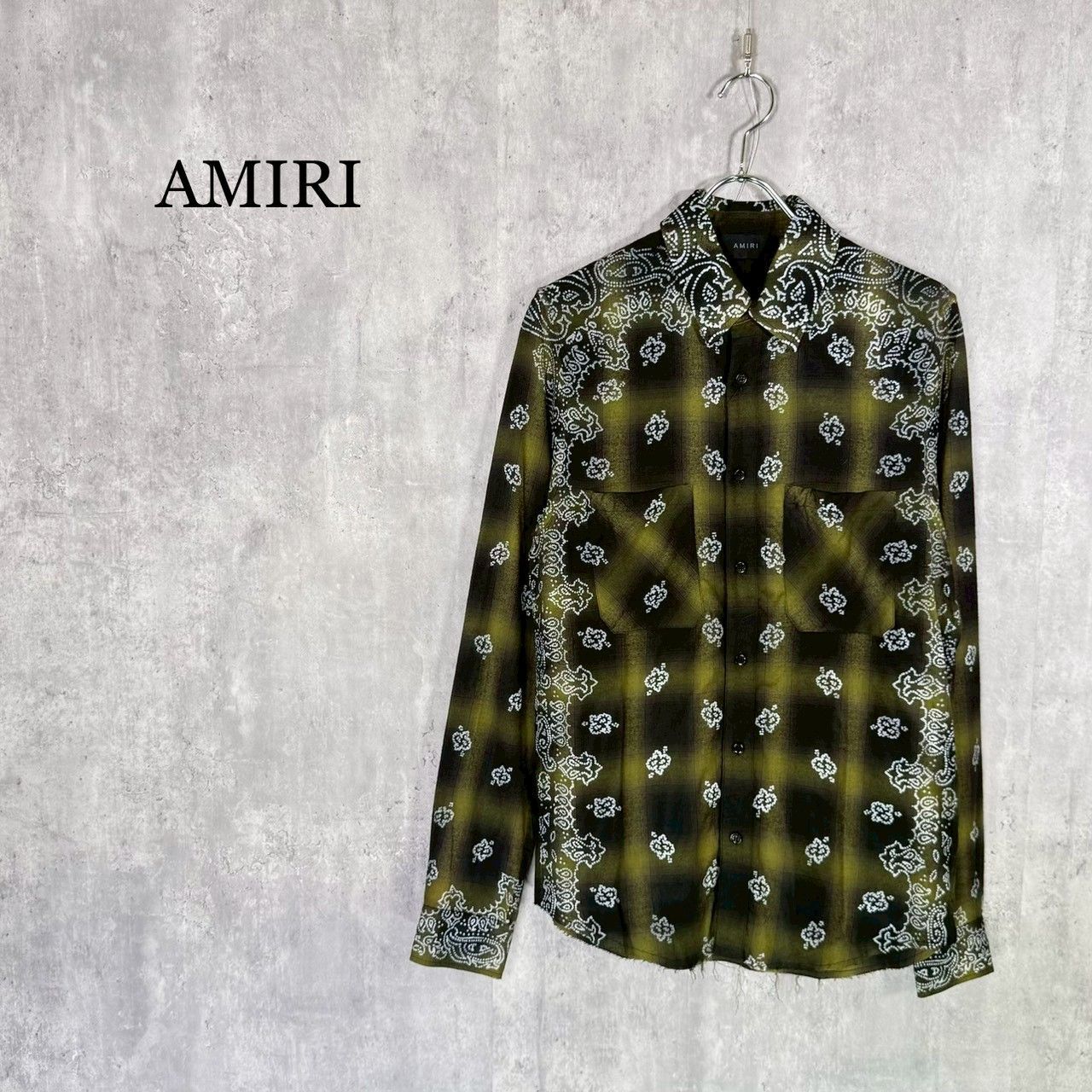 『AMIRI』アミリ(S) ブリーチ バンダナ チェック シャツ メンズ