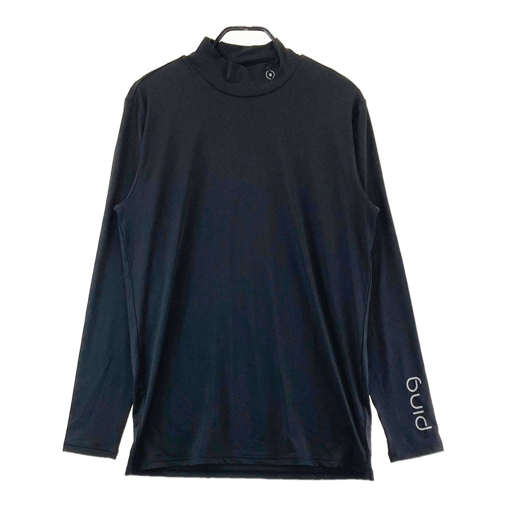 サイズ：3L PING ピン 2025年モデル ハイネック 長袖Tシャツ  ブラック系 [240101724567] ゴルフウェア メンズ ストスト サイズ：3L PING ピン 2025年モデル ハイネック 長袖Tシャツ ブラック