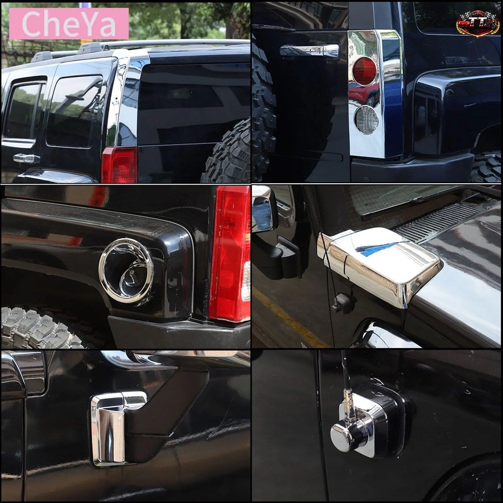 ABSグロスキット カーフードエアベントアウトレットウィングトリム H H3 2005-2009 フロントフォグライト装飾フレームテールライトカバー