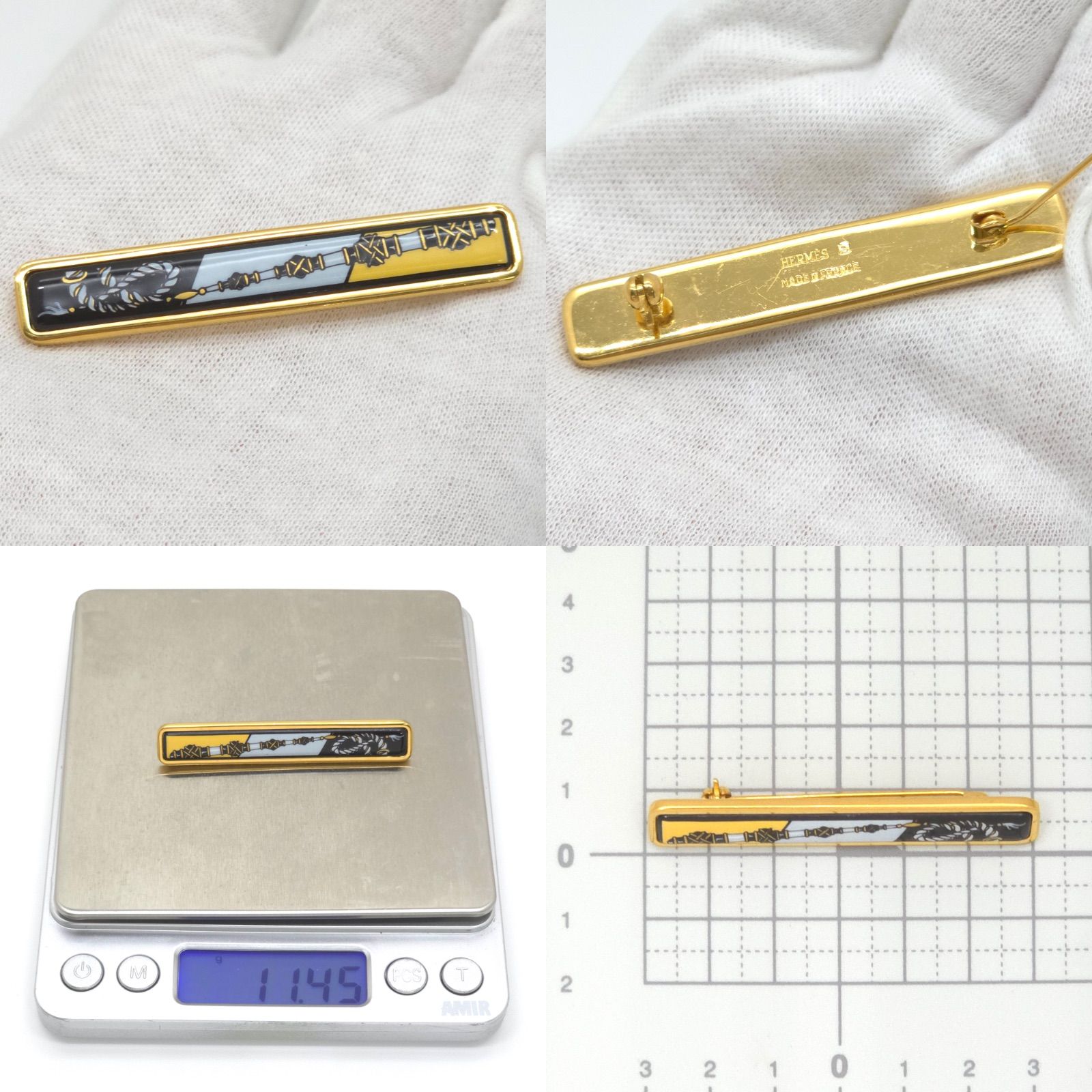 美品 HERMES エルメス エマイユ 七宝焼き ブローチ ヴィンテージ HERMES エルメス エマイユ ピンブローチ スティックタイプ 七宝焼き