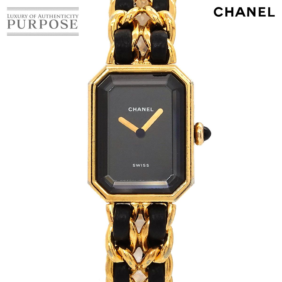 シャネル CHANEL プルミエール Lサイズ H0001 ヴィンテージ レディース 腕時計 ブラック ゴールド ウォッチ Premiere 90332493