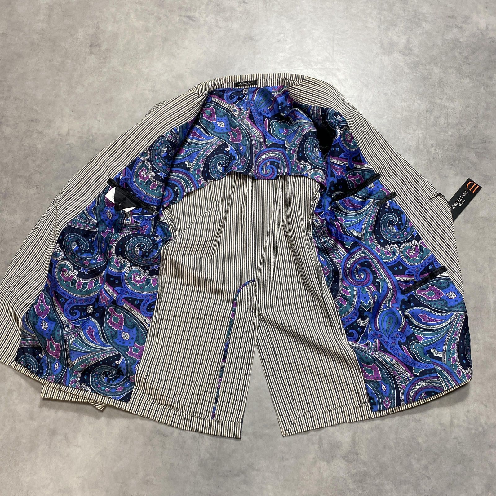 HQ306◇ETRO : 春夏用 シアサッカーテーラードジャケット◇48