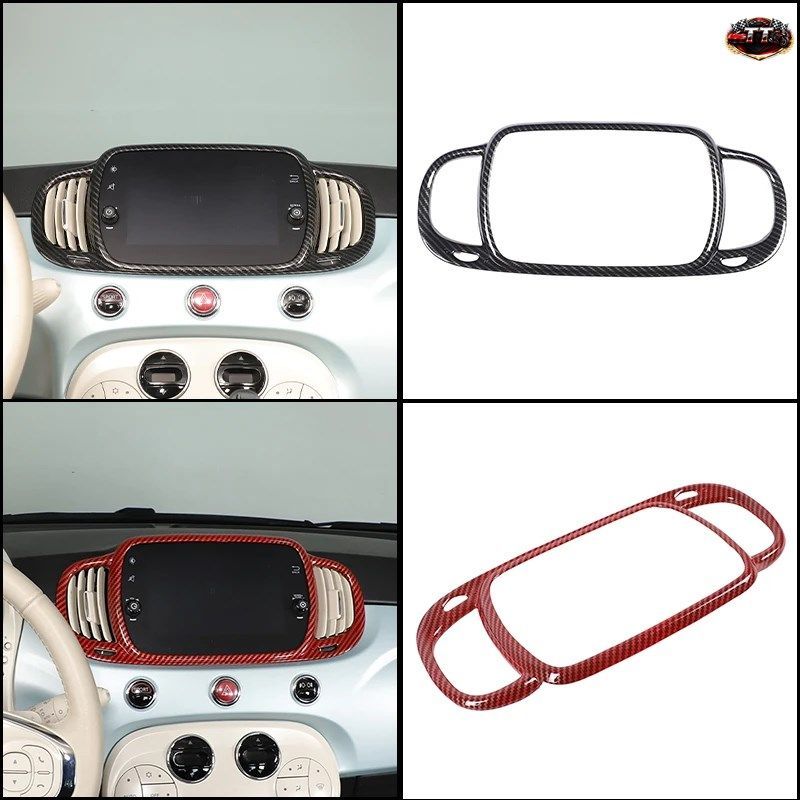 FIAT 500 595 695 2016-2024 ABS カーボンファイバー カーセンターコントロール エアアウトレットフレーム 装飾パネル インテリア