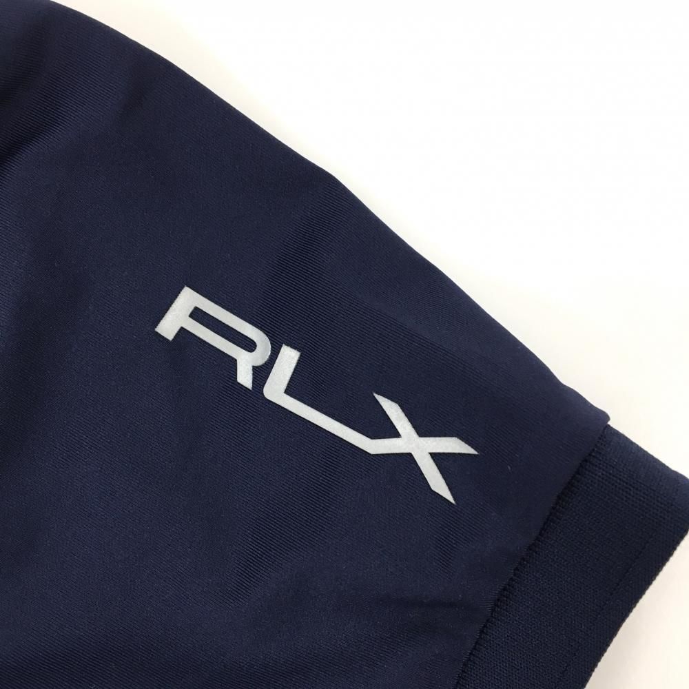 超美品】RLXラルフローレン 半袖ポロシャツ 半ポロ ネイビー 肩ロゴ