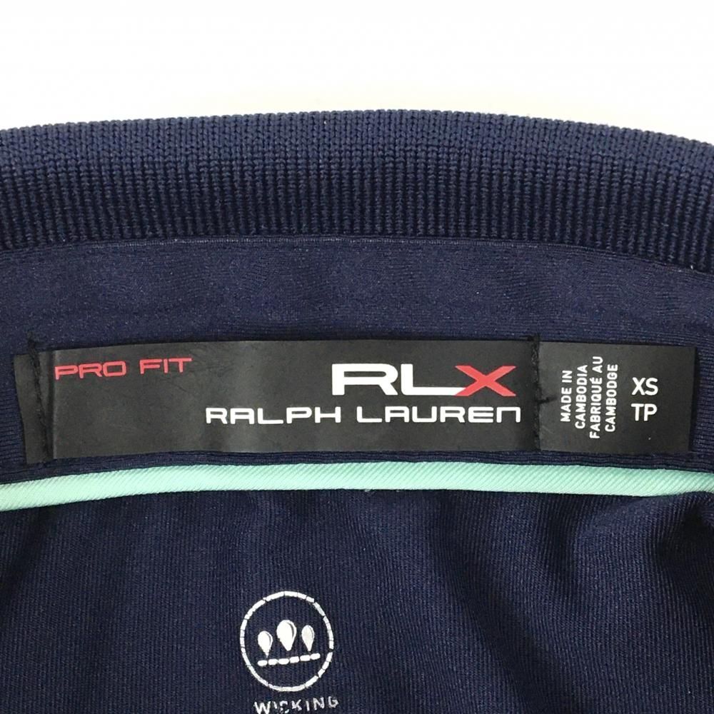 超美品】RLXラルフローレン 半袖ポロシャツ 半ポロ ネイビー 肩ロゴ