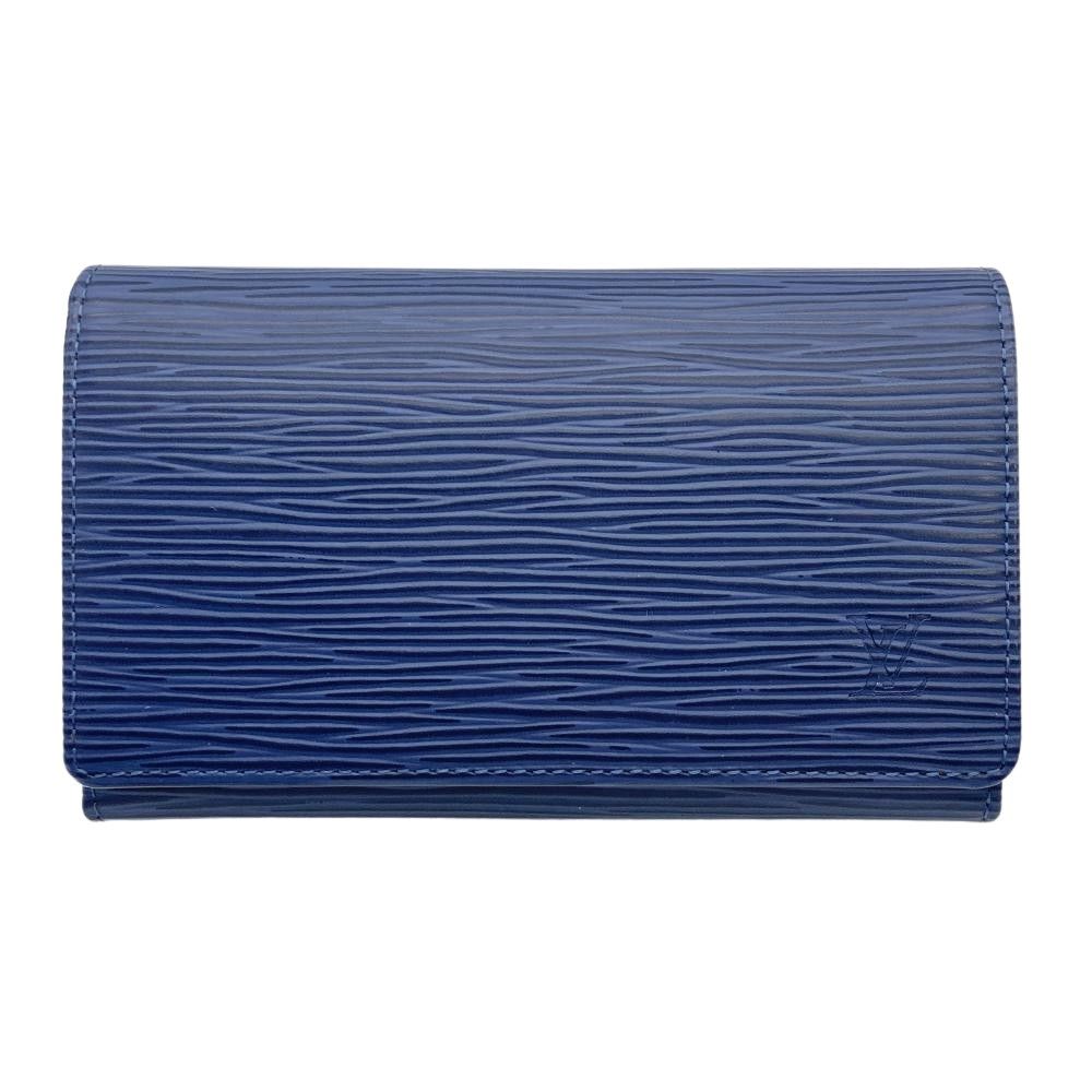 ルイヴィトン LOUIS VUITTON ポルトモネ ビエ トレゾール 二つ折り財布 エピ M6350G ブルー SR0045 レディース【中古】