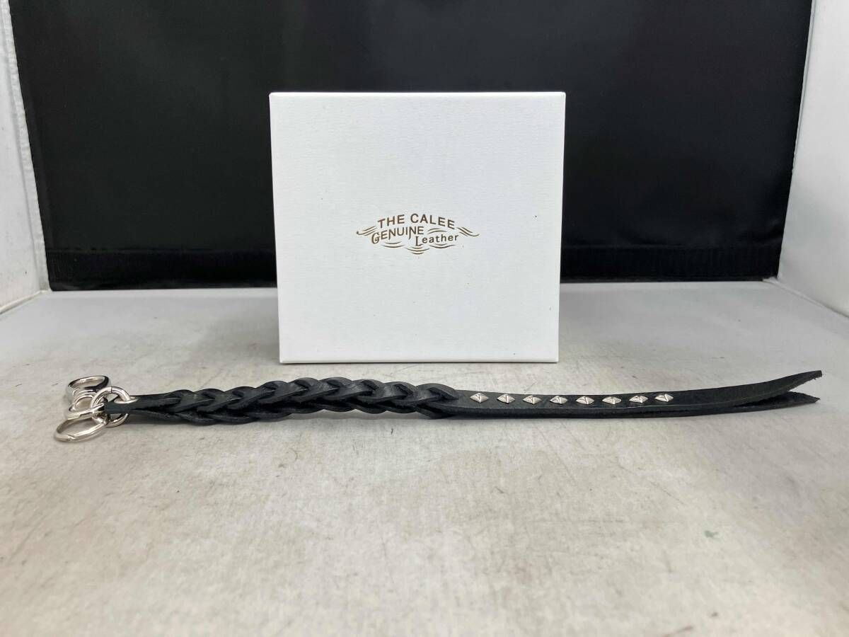 CALEE ／ STUDS&KNITTING LEATHER LONG KEY RING ／ キーケース ／ キーリング ／ Leather ／ ブラック