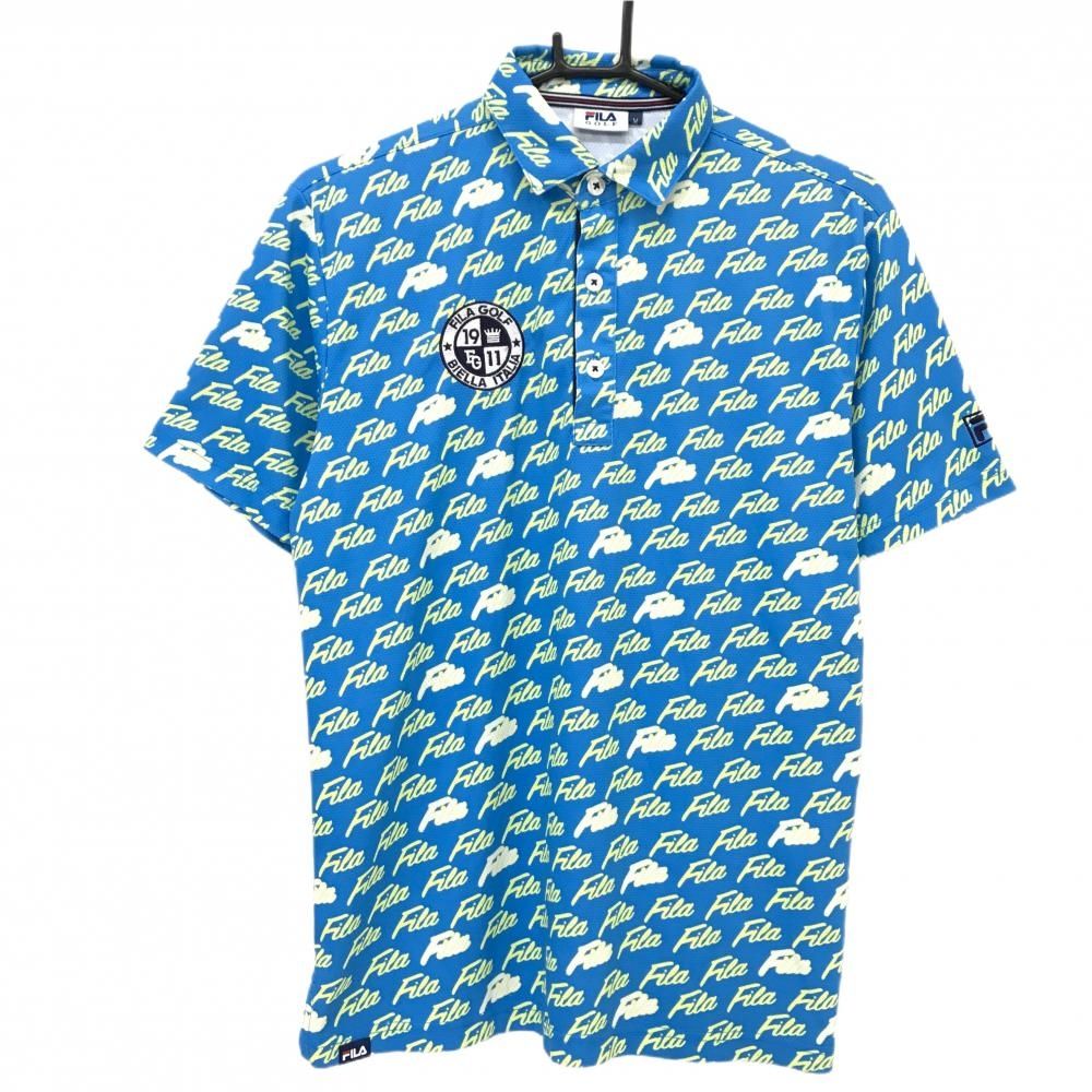 超美品】フィラゴルフ 半袖ポロシャツ ライトブルー×ライトイエロー