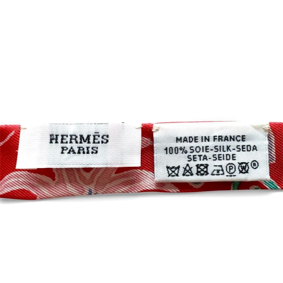 HERMES エルメス ツイリードール 赤 シルクスカーフ 美品 HERMES エルメス ツイリードール 赤 シルクスカーフ 美品