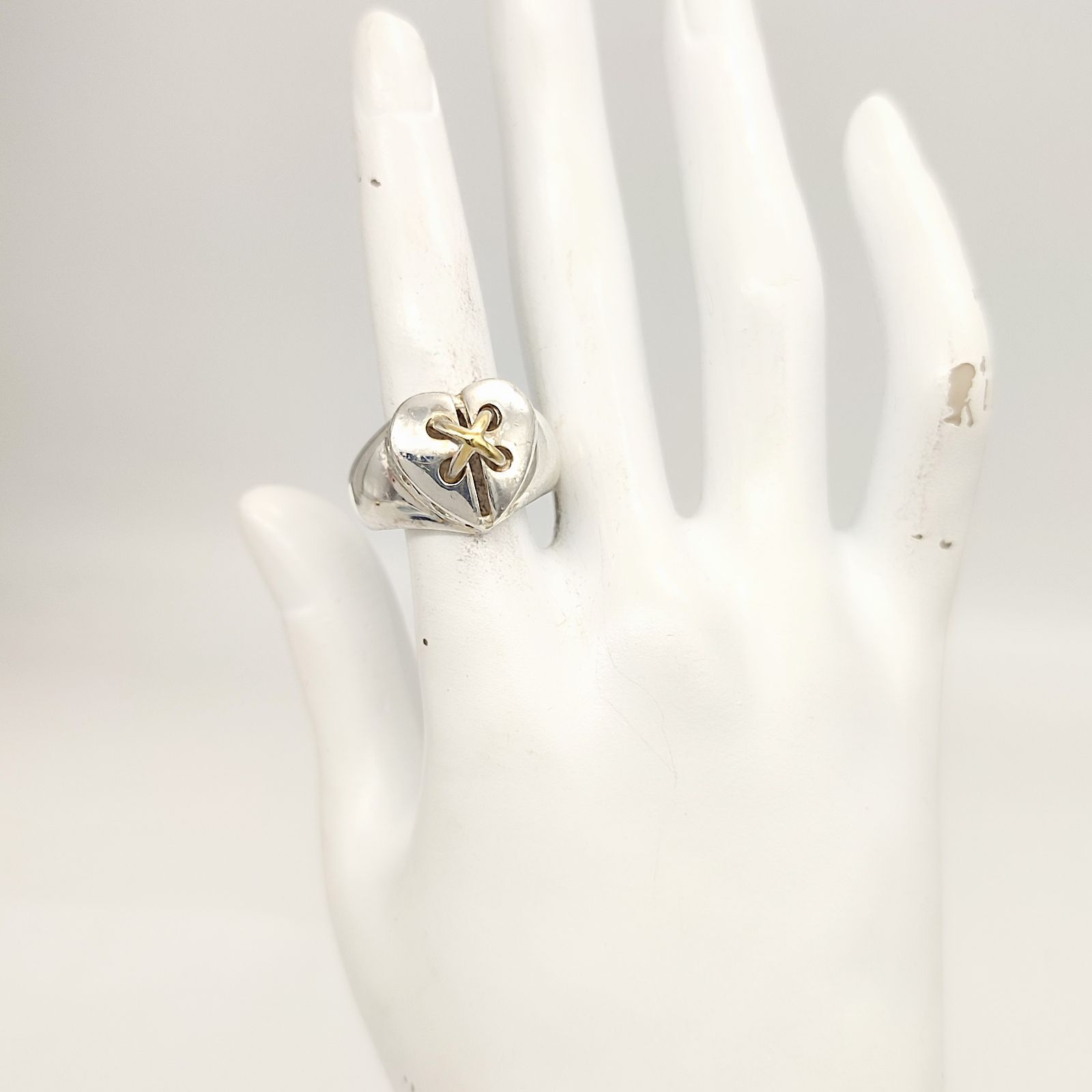 美品】Folli Follie フォリフォリ ハートモチーフコンビリング SILVER