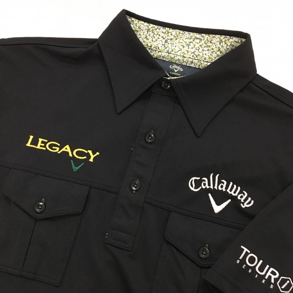 超美品】キャロウェイ 半袖ポロシャツ 黒×白 胸ポケット DRYSPORT