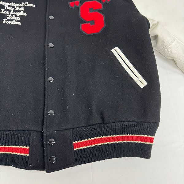STUSSY/ステューシー OLD 90s USA製 BURLY GEAR ワッペン付き 袖レザー