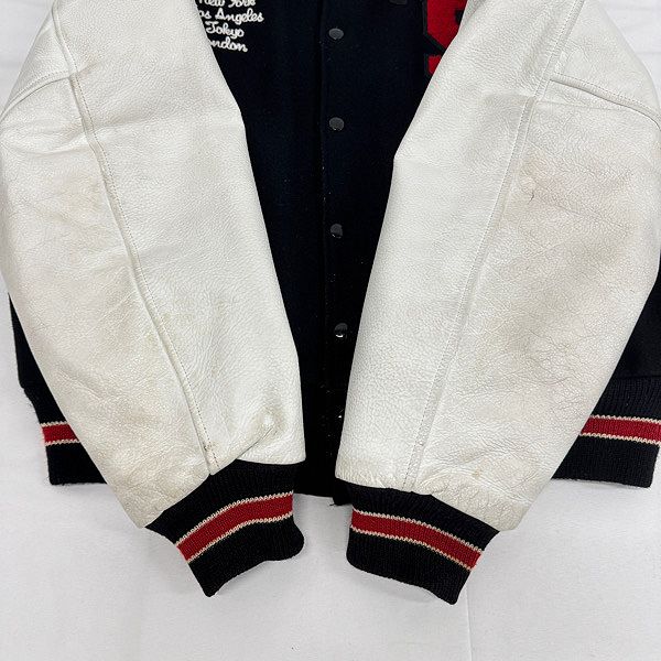 STUSSY/ステューシー OLD 90s USA製 BURLY GEAR ワッペン付き 袖レザー