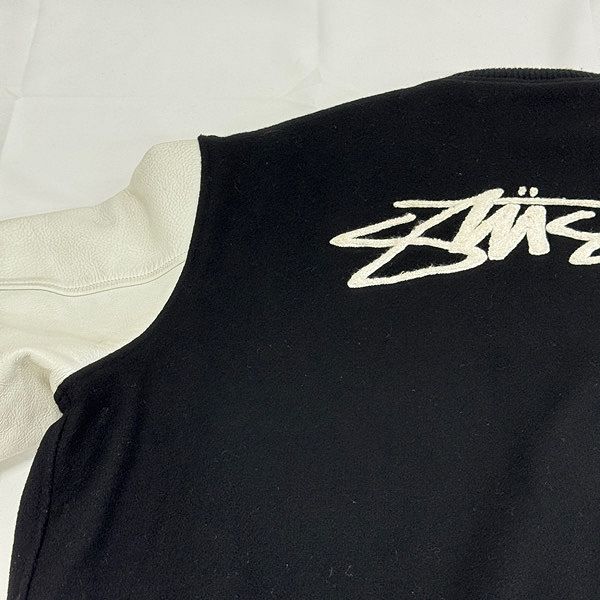 STUSSY/ステューシー OLD 90s USA製 BURLY GEAR ワッペン付き 袖レザー