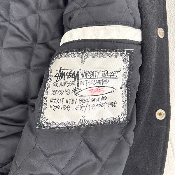STUSSY/ステューシー OLD 90s USA製 BURLY GEAR ワッペン付き 袖レザー
