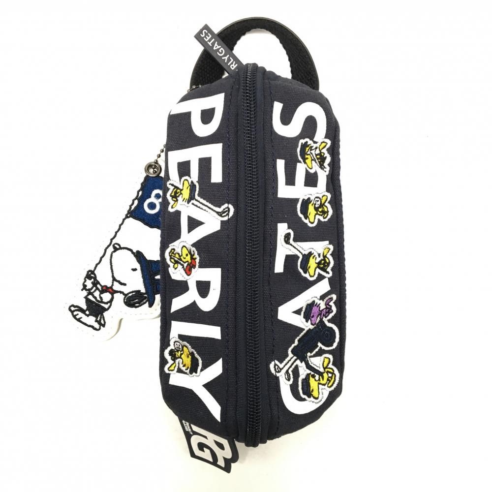 美品】パーリーゲイツ×PEANUTS ポーチ ネイビー×白 スヌーピー ボール