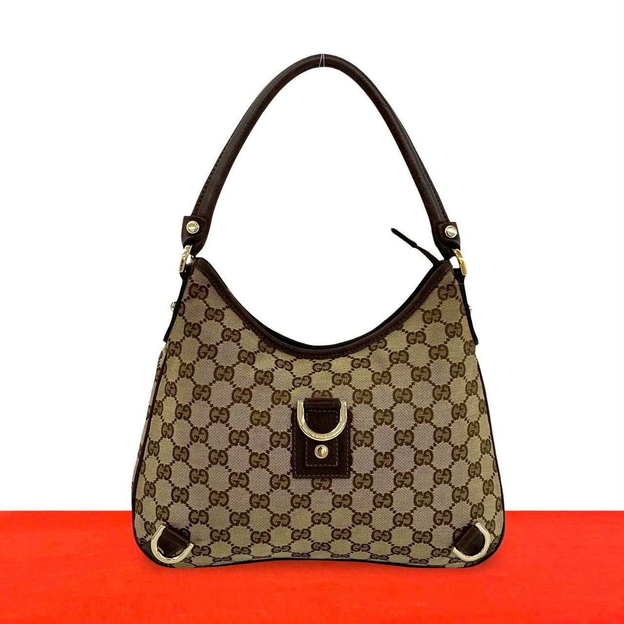極 美品 GUCCI グッチ GG ロゴ 柄 キャンバス レザー 本革 セミ ワン