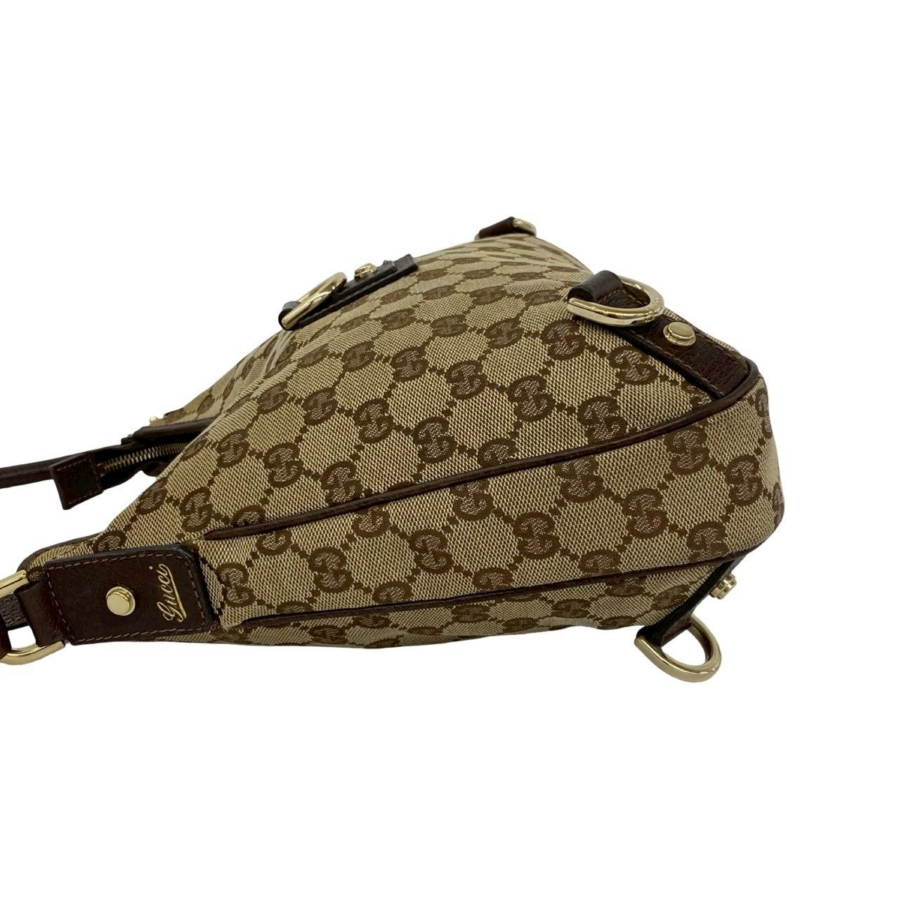 極 美品 GUCCI グッチ GG ロゴ 柄 キャンバス レザー 本革 セミ ワン