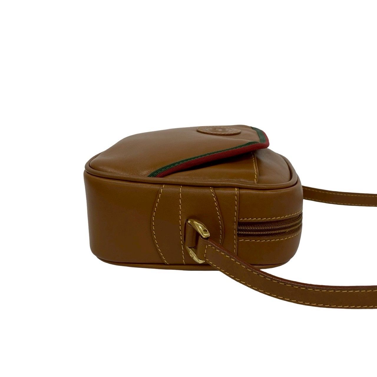 l86【極美品】グッチ　GG シマ　レザーブラウン　ショルダーバッグサコッシュ. 極 美品 GUCCI グッチ オールドグッチ シェリーライン GG ロゴ レザー