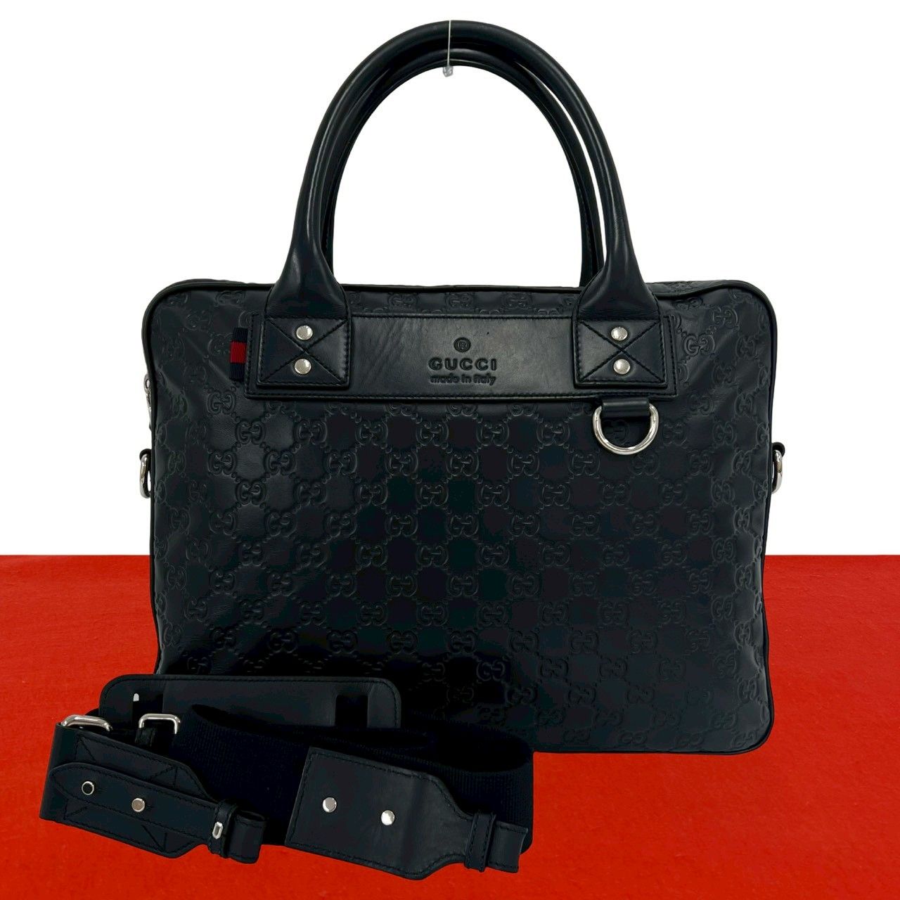 極 美品 GUCCI グッチ シェリーライン グッチシマ GG ロゴ 柄 レザー