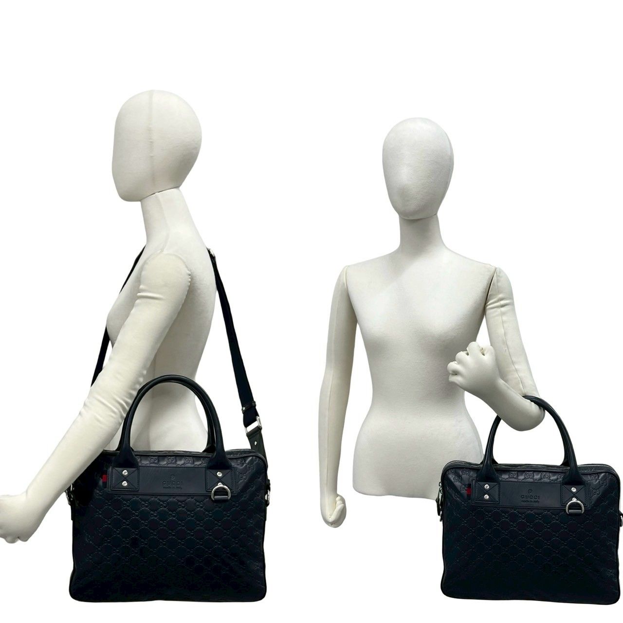 【美品】グッチ GGシマ ビジネスバッグ シェリーライン 2way ブラック 極 美品 GUCCI グッチ シェリーライン グッチシマ GG ロゴ 柄 レザー