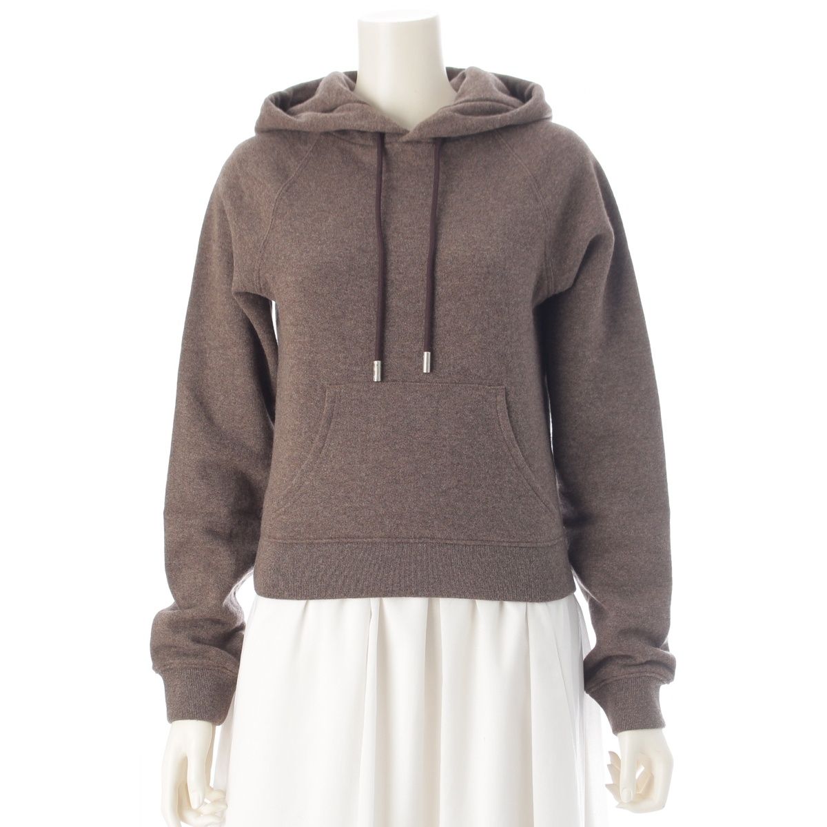 ザロウ TIMMI HOODIE メランジ カシミヤ コットン ウール フーディー ドローストリング スウェット トップス 7933-K995 ブラウン XS【中古】