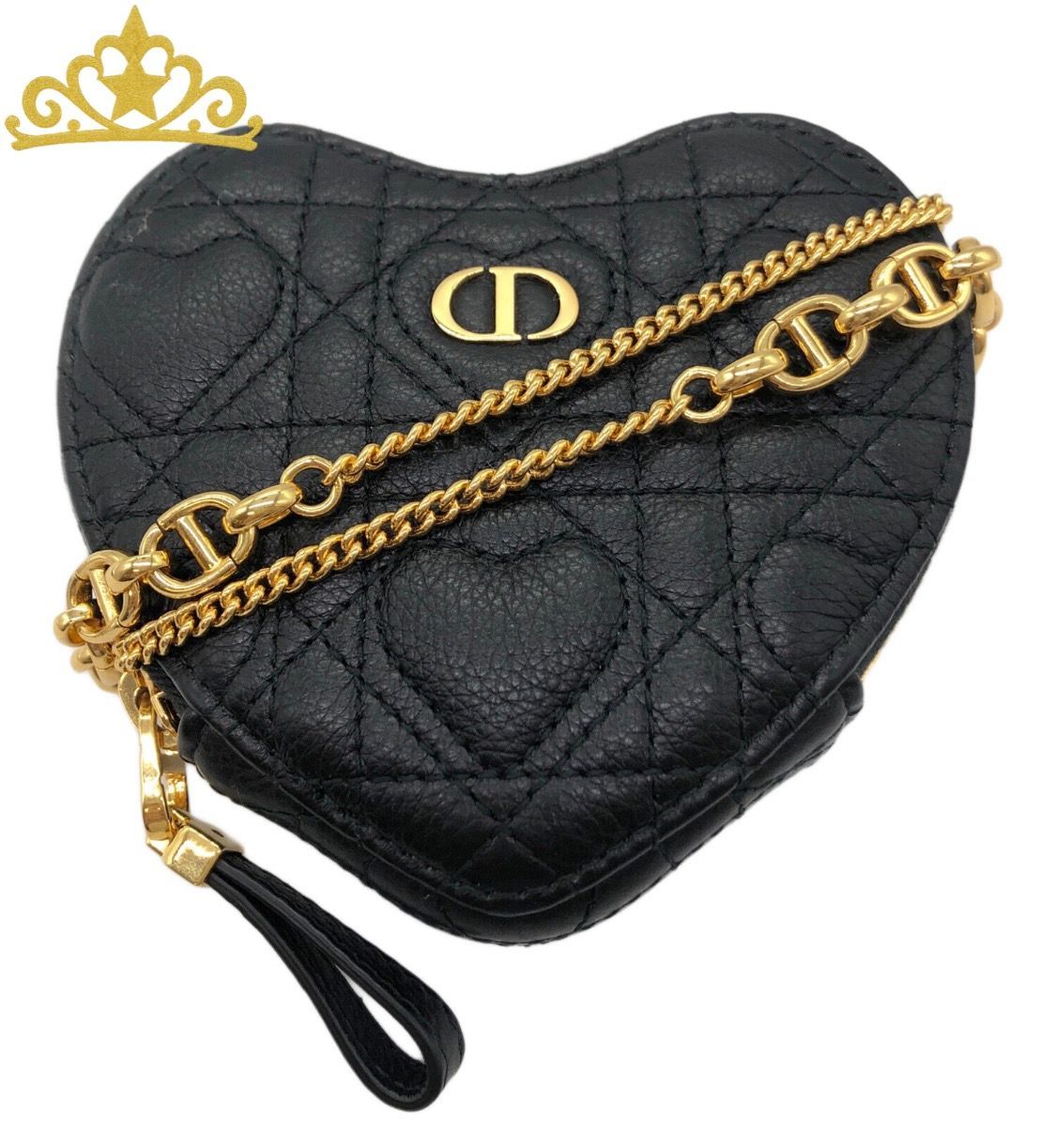 Diorチェーンショルダーバッグ Christian Dior ハート カナージュ カーフスキン チェーンショルダー