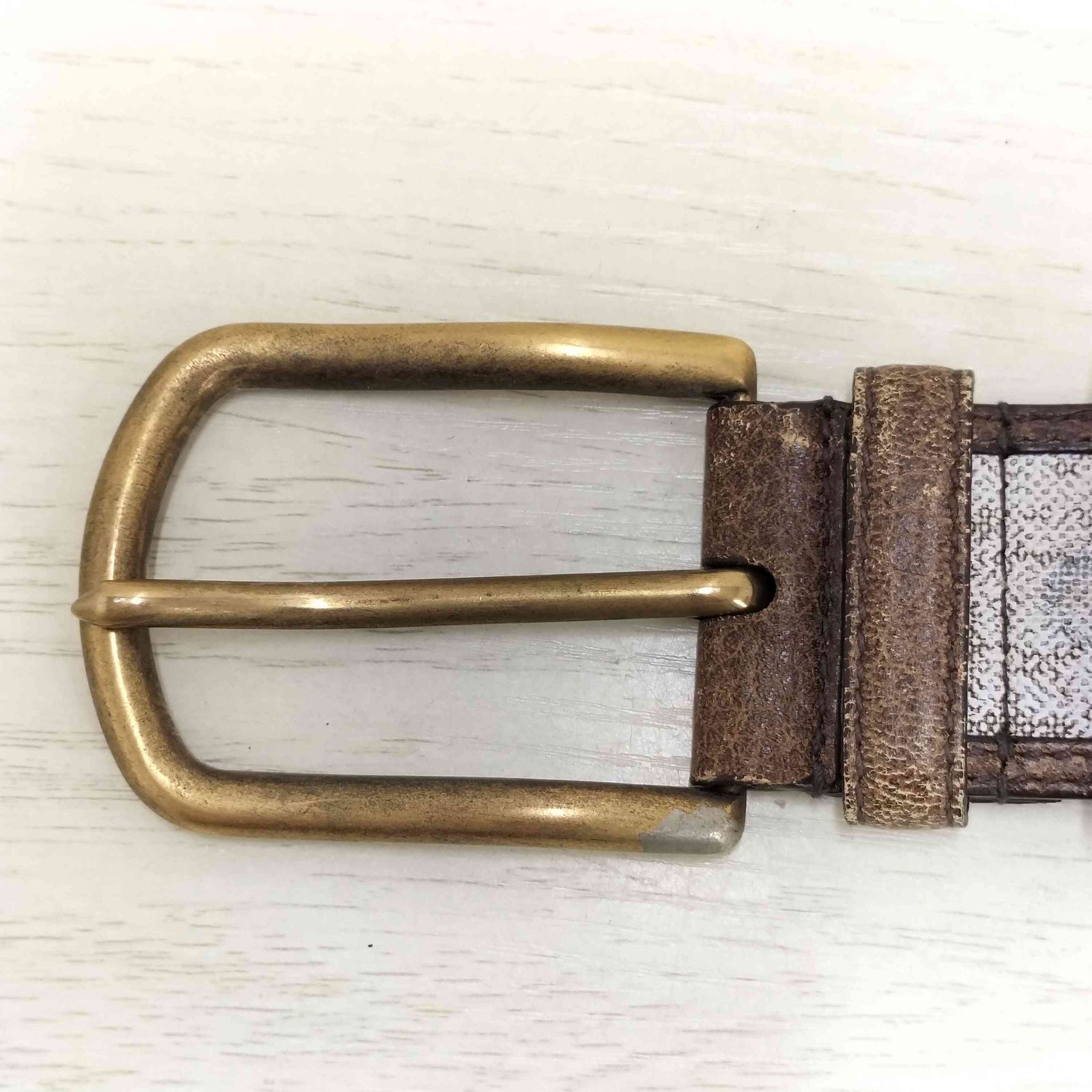 プラダ PRADA メタル バックル ロゴ レザー ベルト メンズ 表記無 36